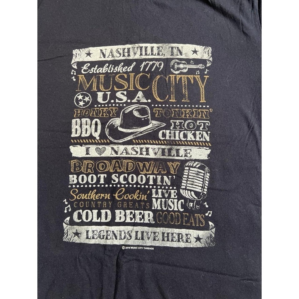 Music City Threads Nashville Classics Graphic T-Shirt Mens Black Short sleeve